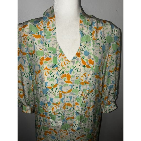Guy Laroche Diffusion Paris Made in Dress Vintage Floral Dress 8 Pleated Bottom - Picture 6 of 12
